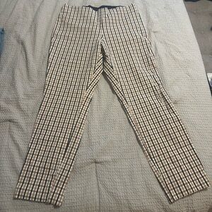 Black white and tan stripe dress pants with elastic band